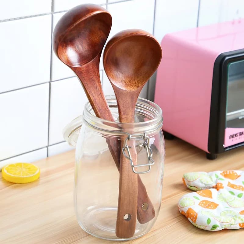 木製キッチン用品木製サービングスプーンお玉大型天然木スープお玉調理器具手作り食器 - AliExpress 15