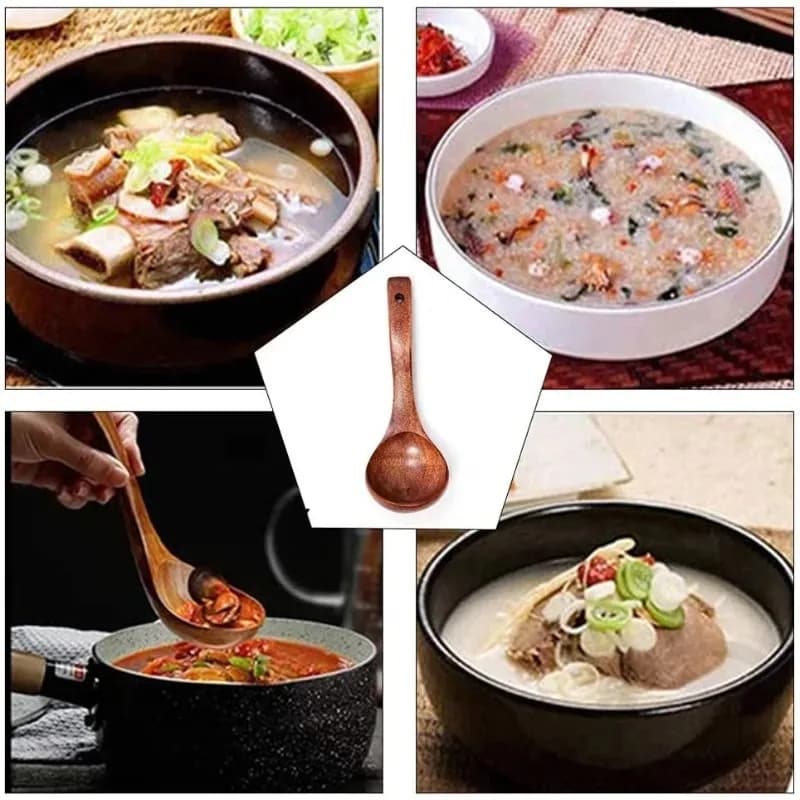 木製キッチン用品木製サービングスプーンお玉大型天然木スープお玉調理器具手作り食器 - AliExpress 15