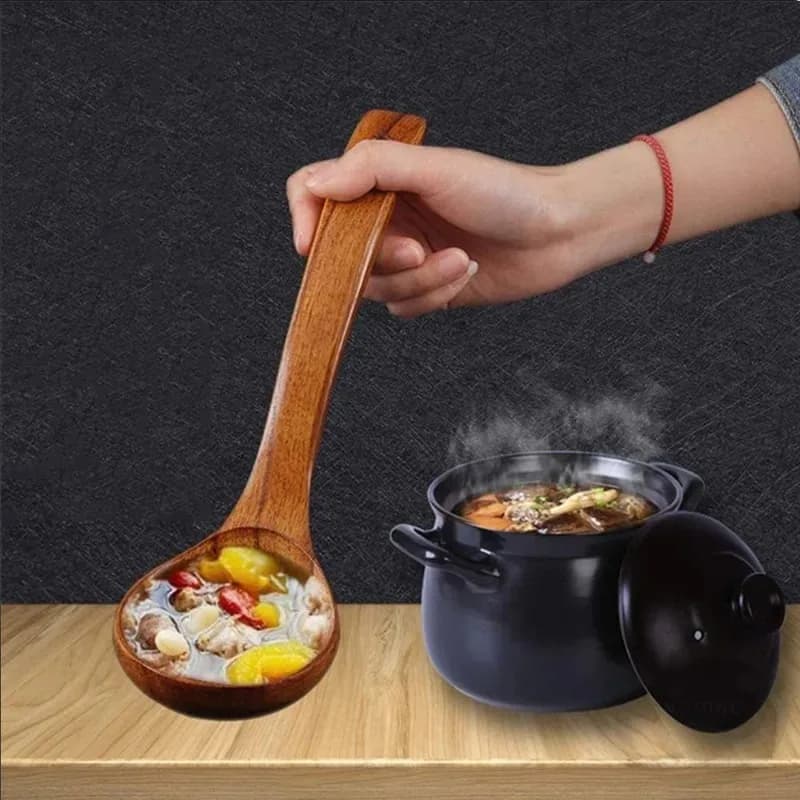 木製キッチン用品木製サービングスプーンお玉大型天然木スープお玉調理器具手作り食器 - AliExpress 15