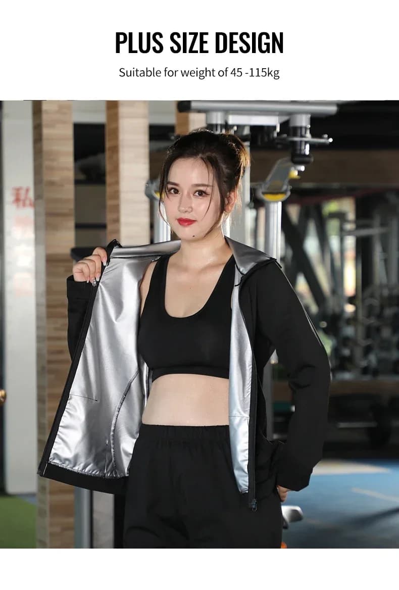 女性用プラスサイズサウナスーツ上下セット